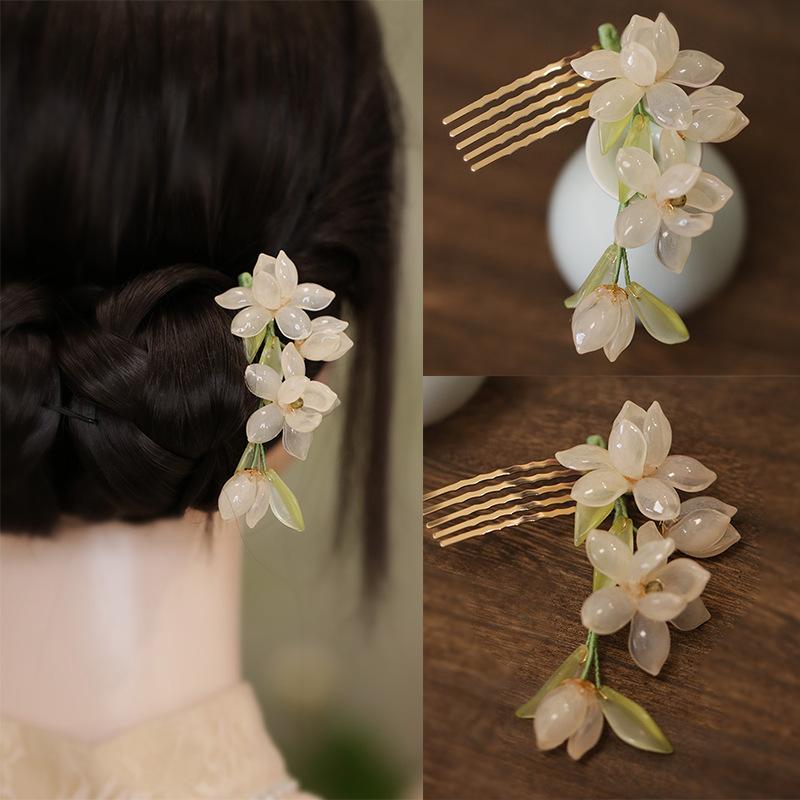 1Pcs Cool Jade Orchid Flower H - مراجعة Hanbok Hair Pin وسعره