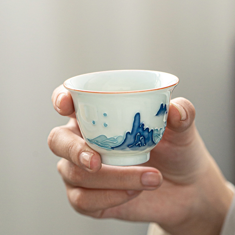 Hand-painted Kung Fu Tea Cup,  - مراجعة Celadon Ceramic Cup وسعره
