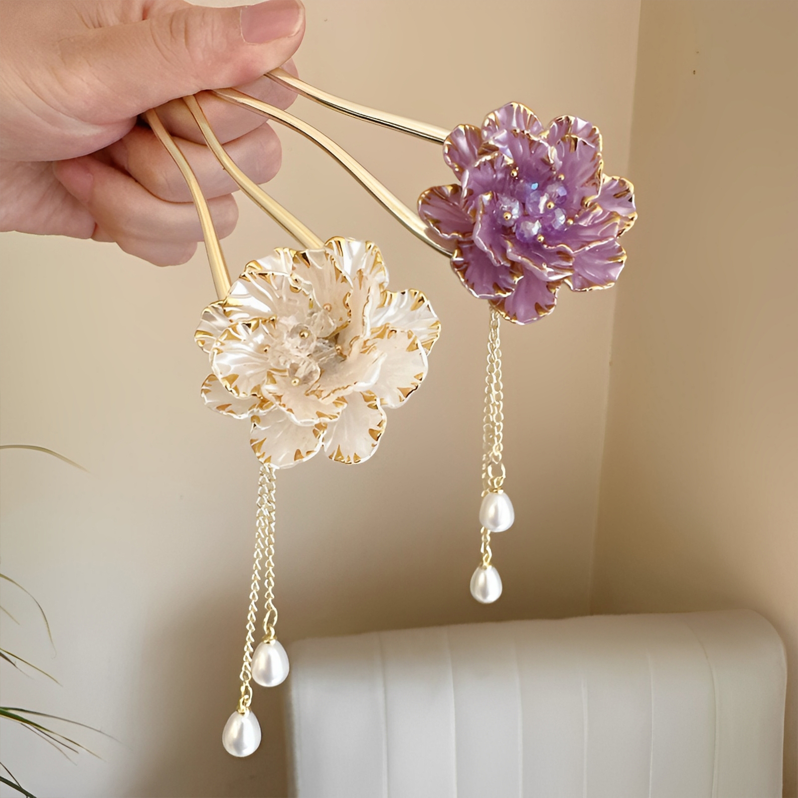 Elegant Hair Stick Peony Flowe - مراجعة Hanbok Hair Pin وسعره